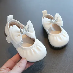 Fashion Design Toddler Princess Crown Baby Girls Party Shoes Hook and Loop Design 1-5 Years Old Kids Shoes