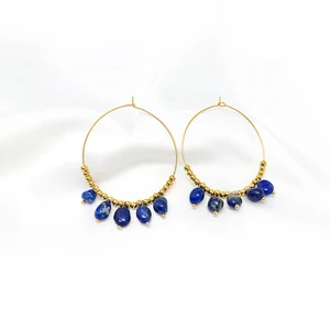 Handmade Trendy Summer Beach Hook Earrings Natural Stone Beaded Crystal Healing Gemstone Chip Fashion Drop Hook Hoop for Women