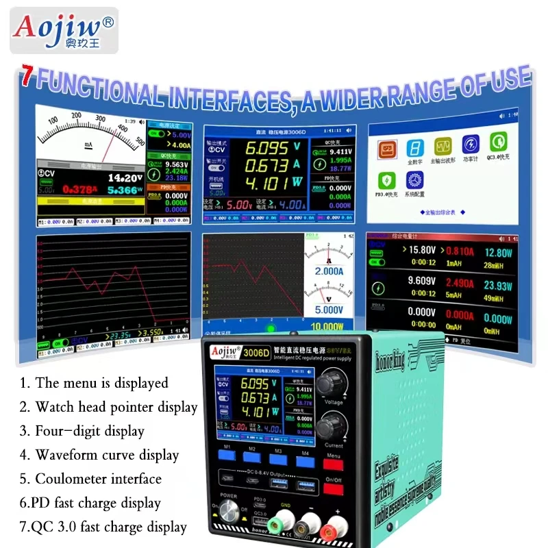 Aojiw 3006D مزود طاقة خطي منظم قابل للتعديل بالتيار المستمر ، اختبار الصيانة الإلكترونية للهاتف المحمول 30V6A