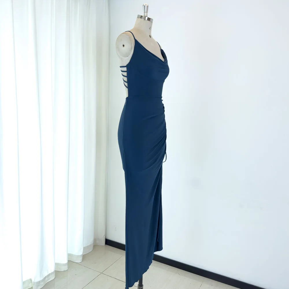 TEENYEE Charm Leg Slit Asymmetric Navy Blue Korean Style Bridesmaid Dresses  Bridesmaid Gowns for Wedding| Alibaba.com
