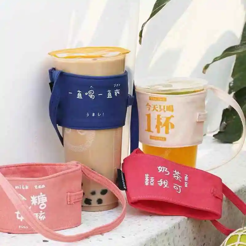 reusable canvas bubble tea cup holder