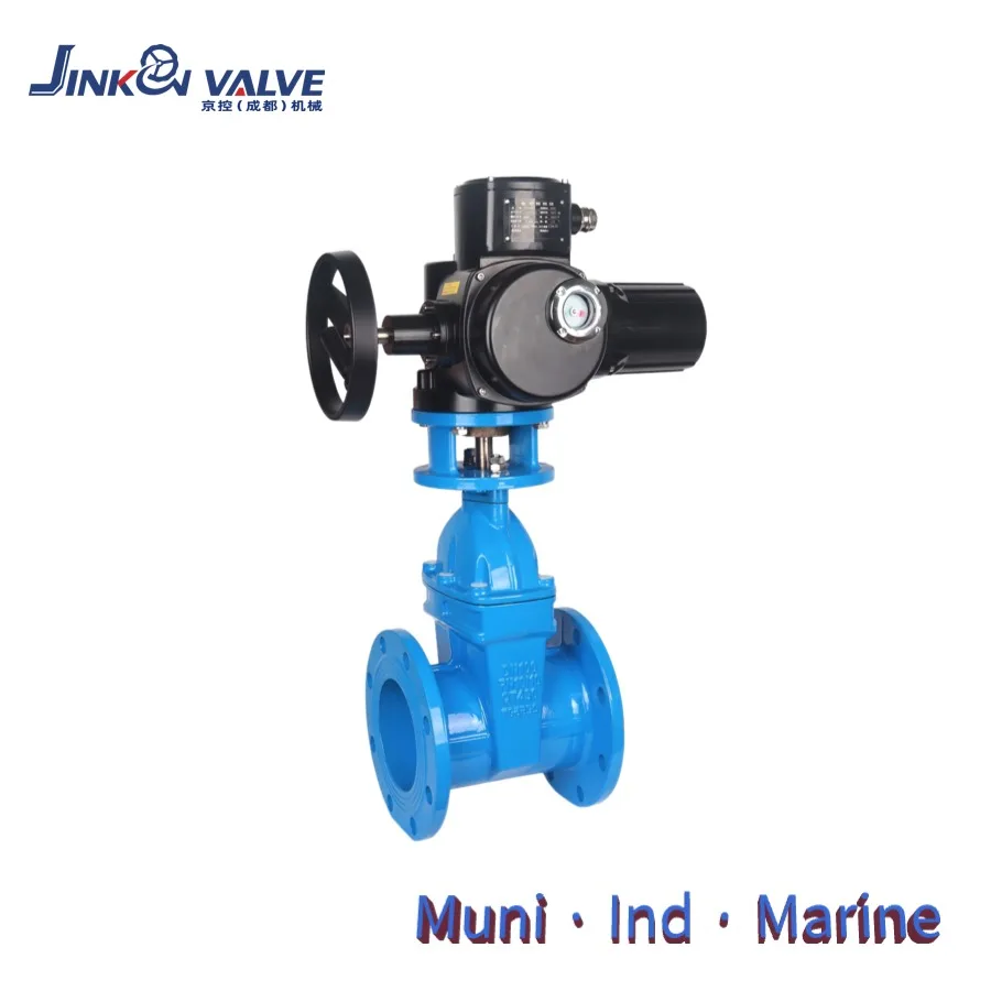 Industrial Electric Actuated Ductile Iron GGG50 Flanged Gate Valve Resilient Seated Medium/Low Temperature for Water/Oil/Gas