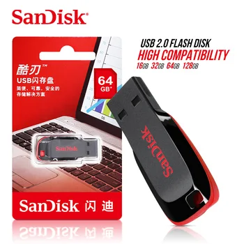 Wholesale SanDisk Cruzer Blade CZ50 USB Flash Pen Drive 128GB 64GB 32G 16GB 8gb 4gb usb2.0 pendrive flash disk