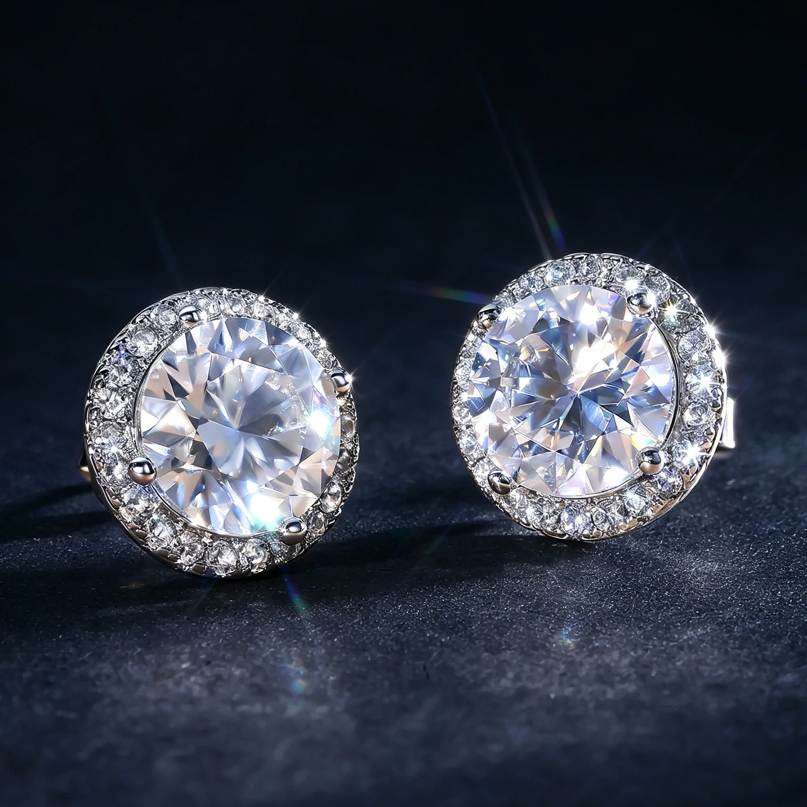 Sllaiss 8 Stuks 925 Sterling Zilveren Stud Oorbellen Set Cubic Zirconia Oorbellen Meerdere Stud Oorbellen Mixed Design voor mannen vrouwen