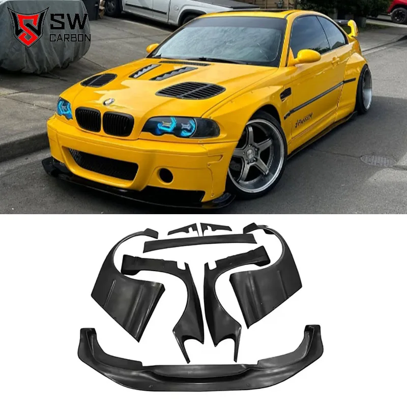 SW For BMW 3 Series E46 E36 4-Door Body Kit Upgrade With Widebody Fenders Wheel Arches Trunk