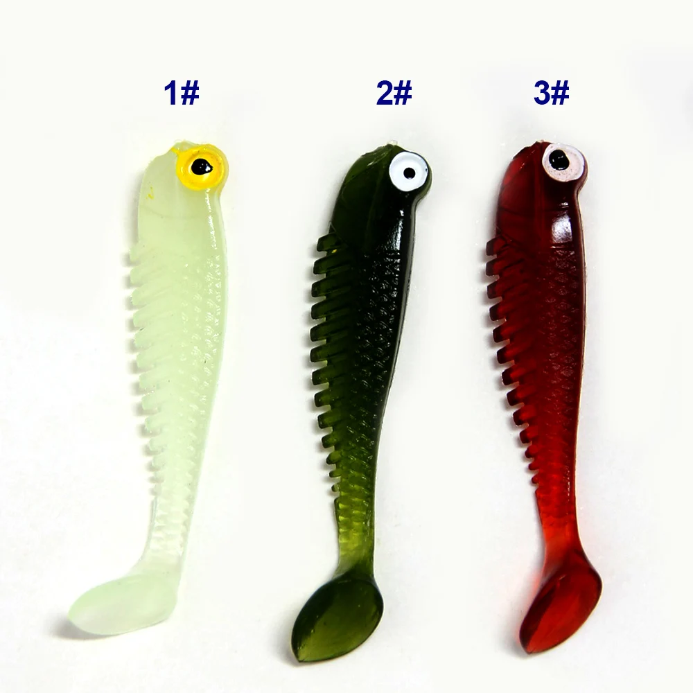 Ttail Fishing Bait, Colorful Glitter 7 Pcs Soft Lures 3D Eyes for Pond