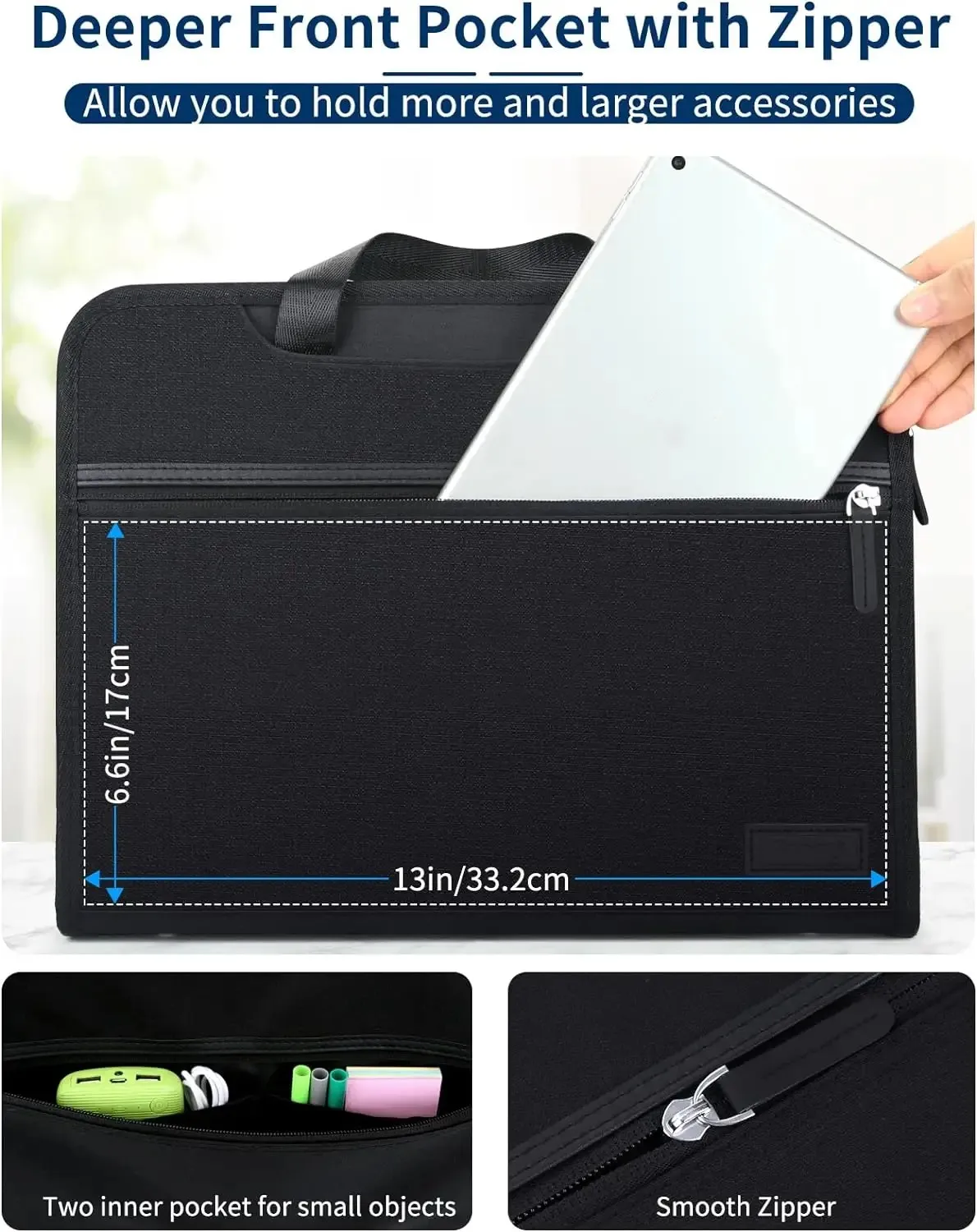 Expanding File Folder With Portable Handle Organizer Briefcase Business A4  Letter Size 13 Pockets Labels Document Bag