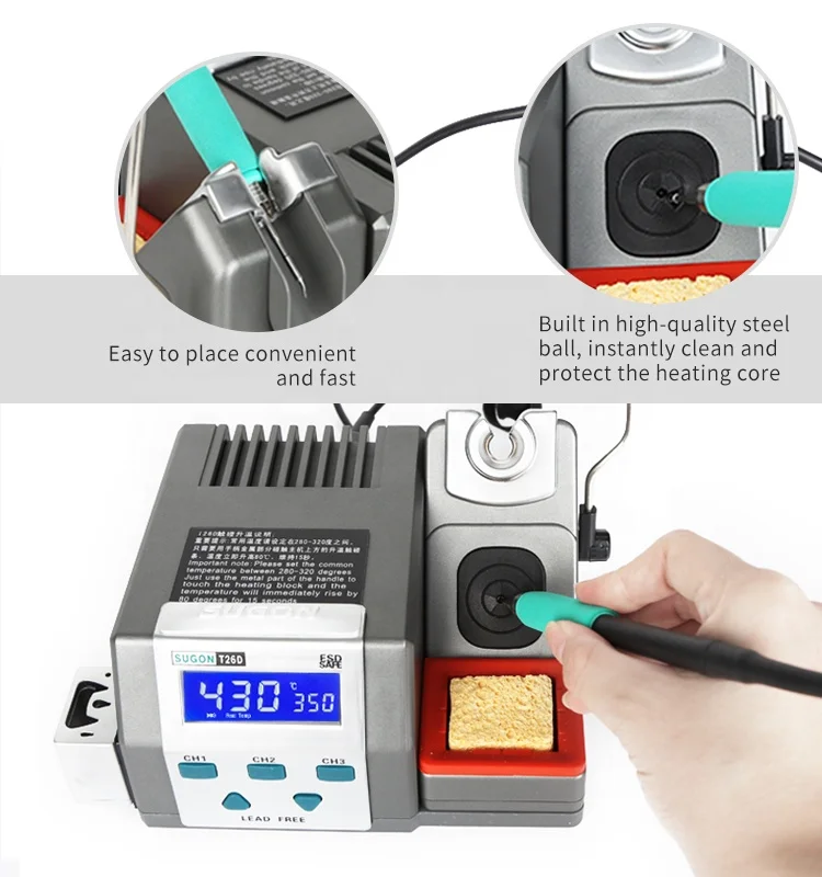 Factory Sales SUGON T26D Electronics Soldering Iron Gun Kit SMD Welding Soldering Station With 210 Soldering Tips