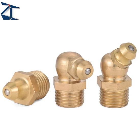 Wholesale Brass Straight Elbow Nozzle Grease Gun Accessories Copper Pipes Fittings Grease Gun Nipple Fitting