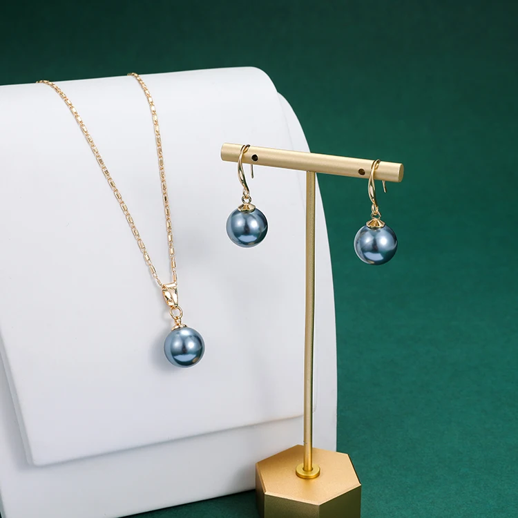 Elegant Women Wedding Pearl Pendant Earrings Necklace Sets