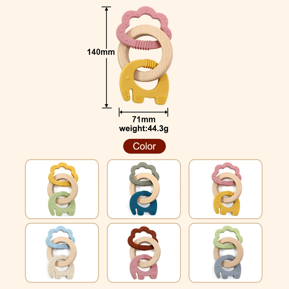 Bpa Free Wooden Baby Rattles Toys Wooden Sensory Teething Teether Ring ...