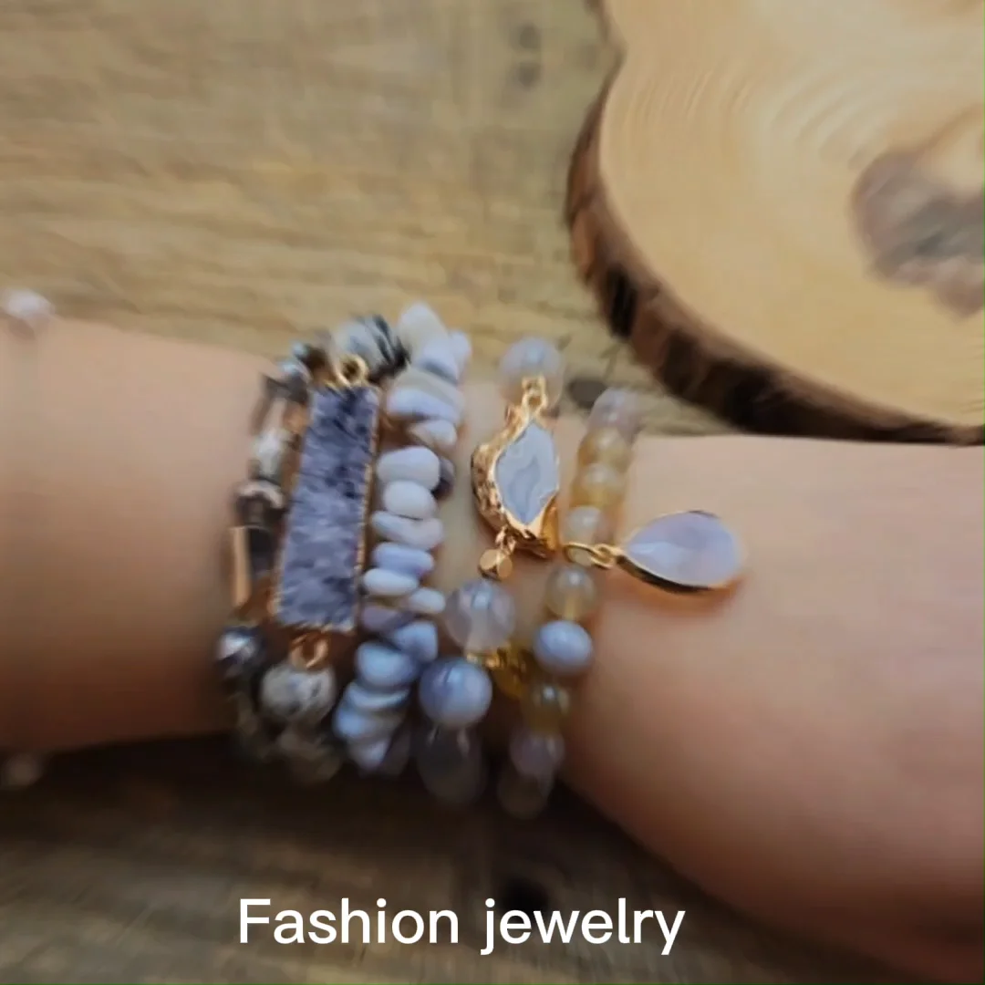 5 Braccialetti Elastici Oro Con Perline E Croce – Set Impilabile Fashion Donna