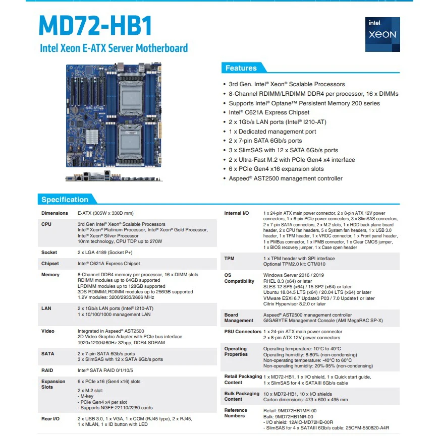 Workstation Motherboard For Gigabyte MD72-HB1 - Buy Workstation
