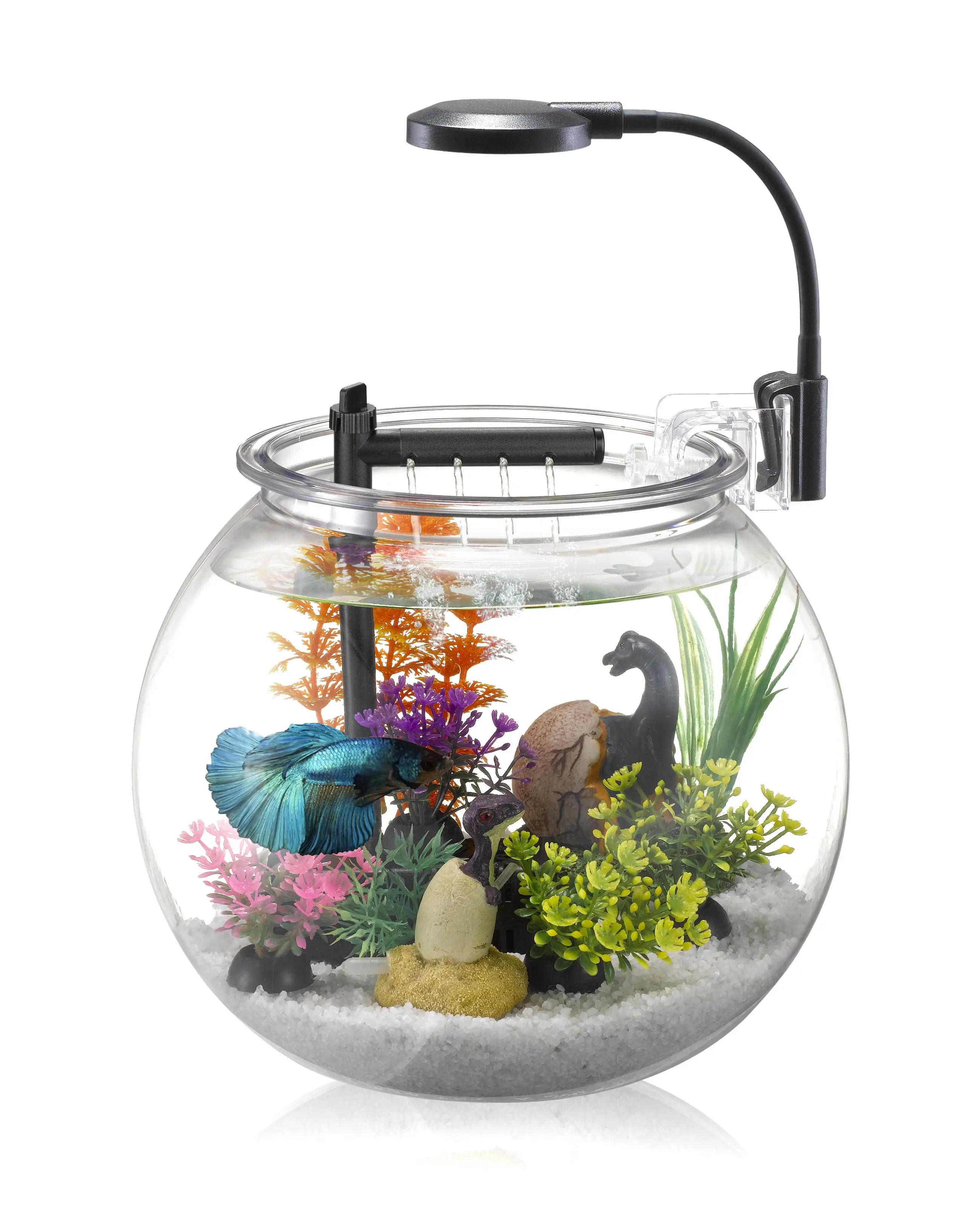 Wholesale Desktop USB 4L 12L Transparent Clear Round Small Cheap Plastic Fish Tank With Filter