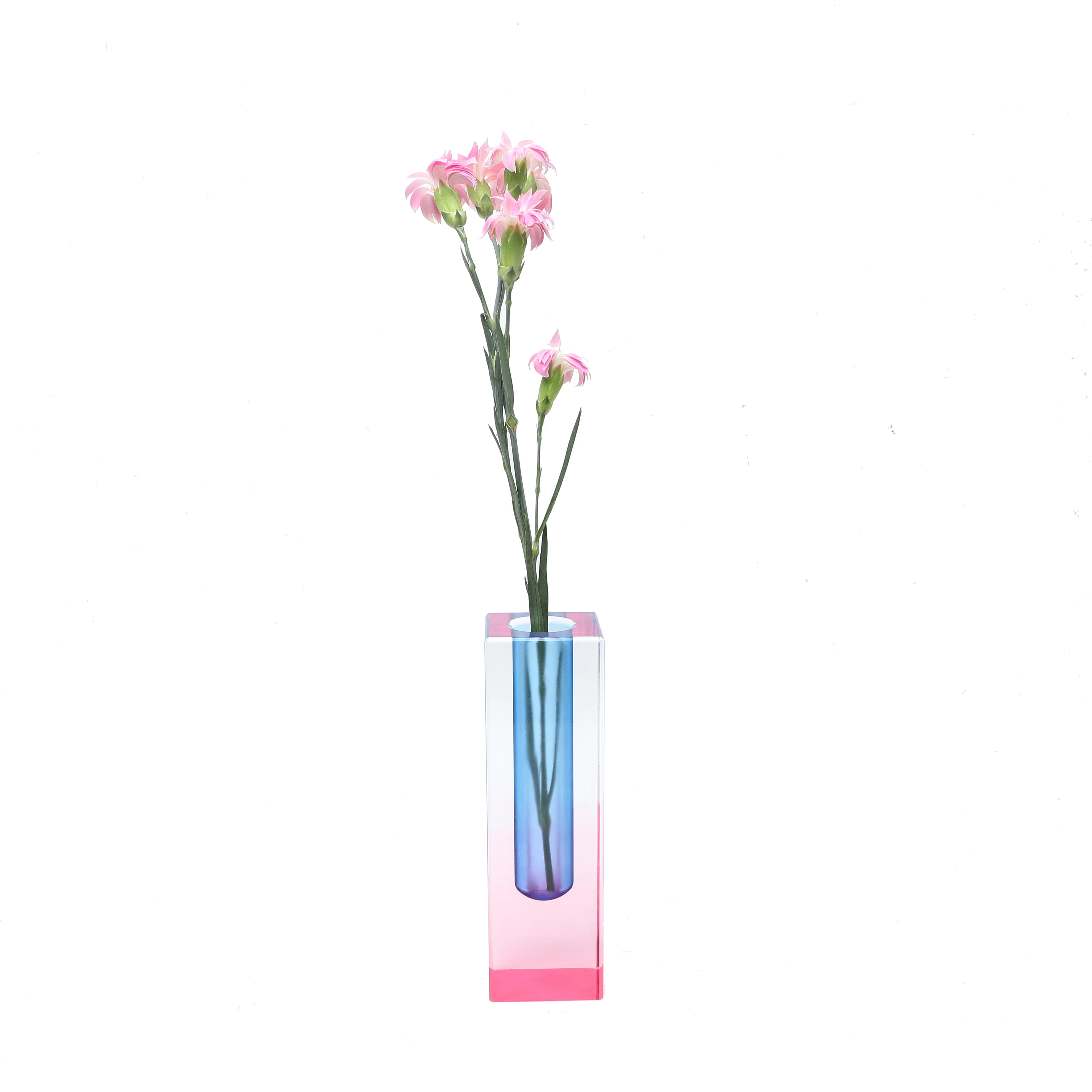 Customizable Coloured Acrylic Flower Vase Rectangular Centerpieces Display Plexiglass Flower Vase