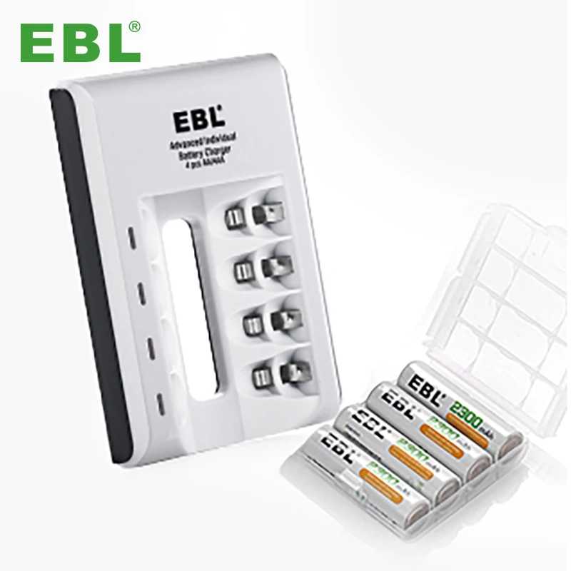 Dropshipping EBL 4 Slots Portable Smart USB Charger For 1.2V AA AAA Rechargeable Batteries
