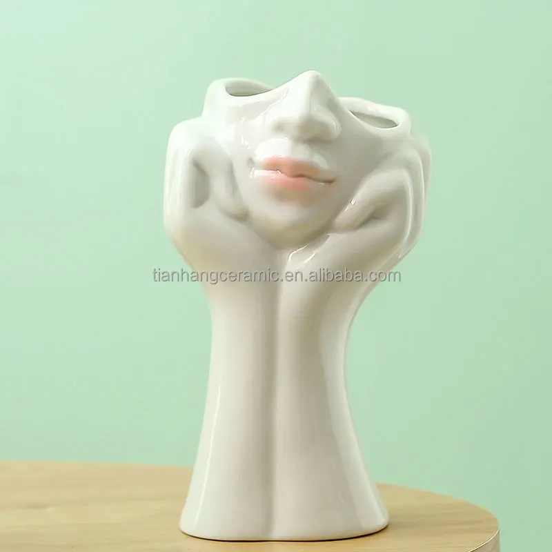 Nordic style porcelain Human face Flower Vase Modern Home Office Decor of Creative living room desktop Ornament ceramics vase.jpg