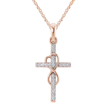 rose gold diamond cross o chain hot sale jewelry 8 shape alloy necklace