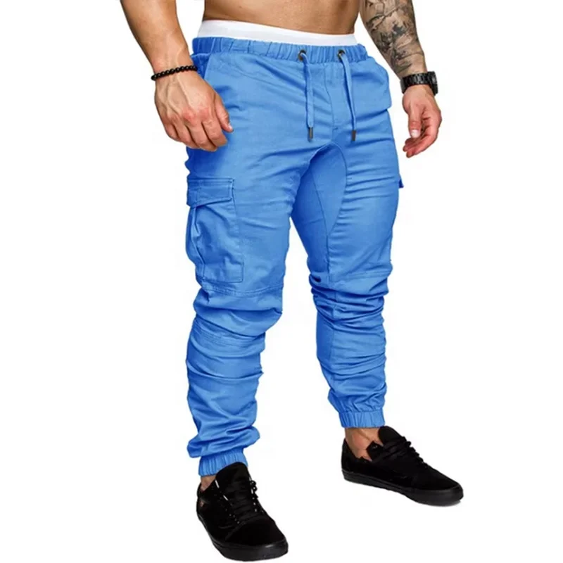 JL032I Hot Selling Multi Pockets Cargo Pant Plain Ensemble Jogging Solid Color Men Track Pants Mens Joggers