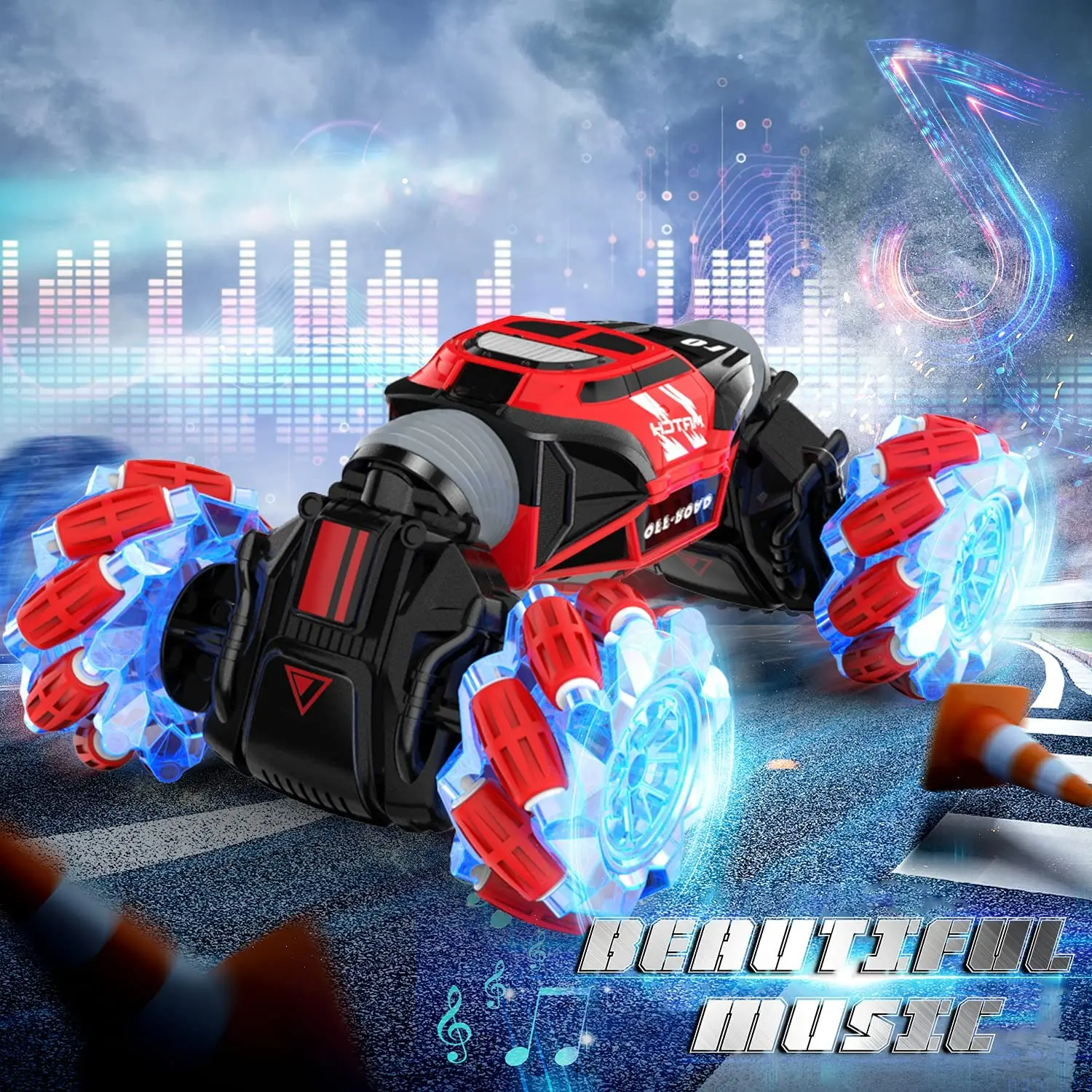 Управляемый вручную жест RC автомобиль с подсветкой и музыкой двойной Размер 4*4 дистанционное управление трюковая машина для