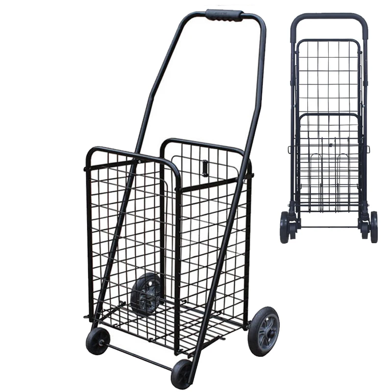 Алюминиевый сплав 4 колеса лестницы супермаркет восхождение складной тележки маленькая складная корзина для покупок, тележка продуктовой тележки