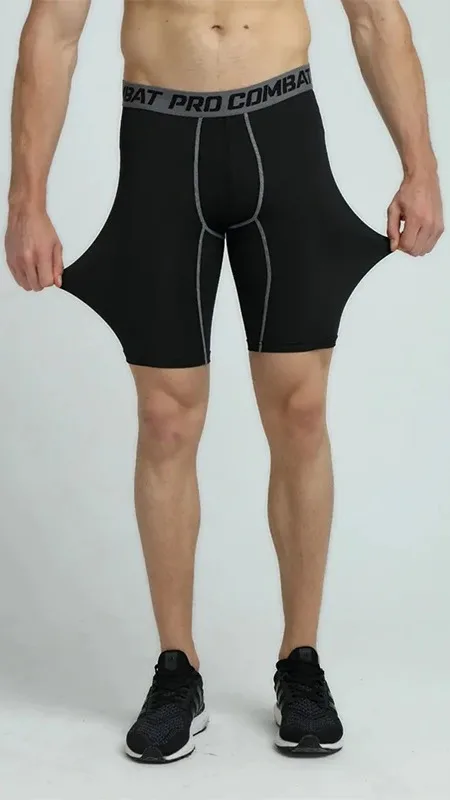 High Elastic Spandex Compression Pants Basketball Tights Quarter Shorts for  Men