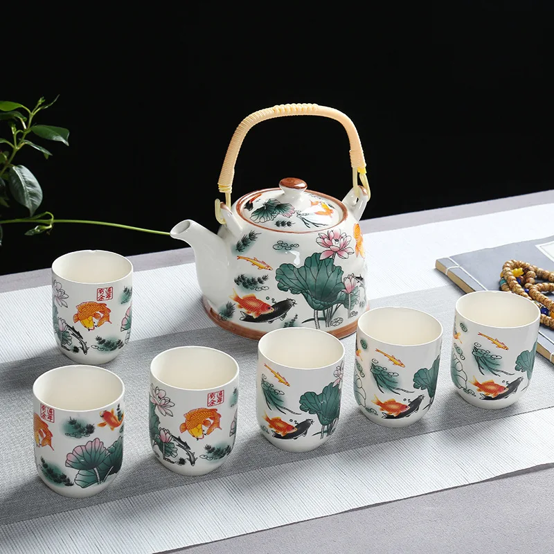 中国景德镇陶瓷茶具1个茶壶和6个陶瓷茶杯孔夫瓷茶具| Alibaba.com