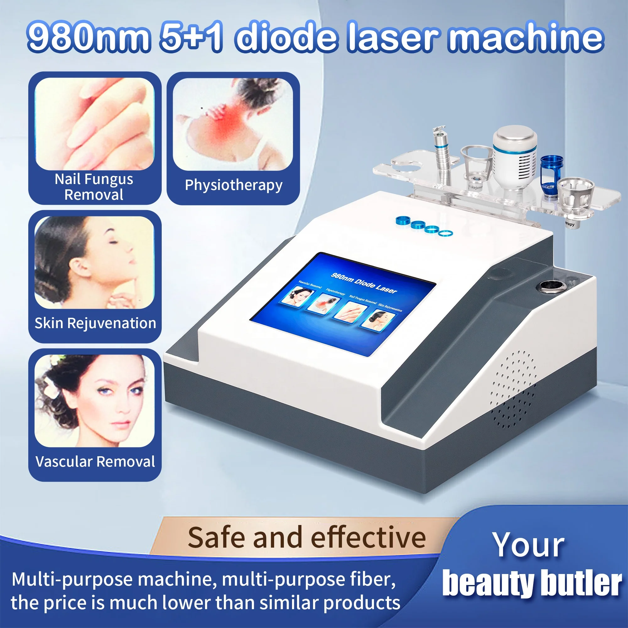 Professional 980nm Diode Laser 5-in-1 Multifunction System with Ice Compress Hammer