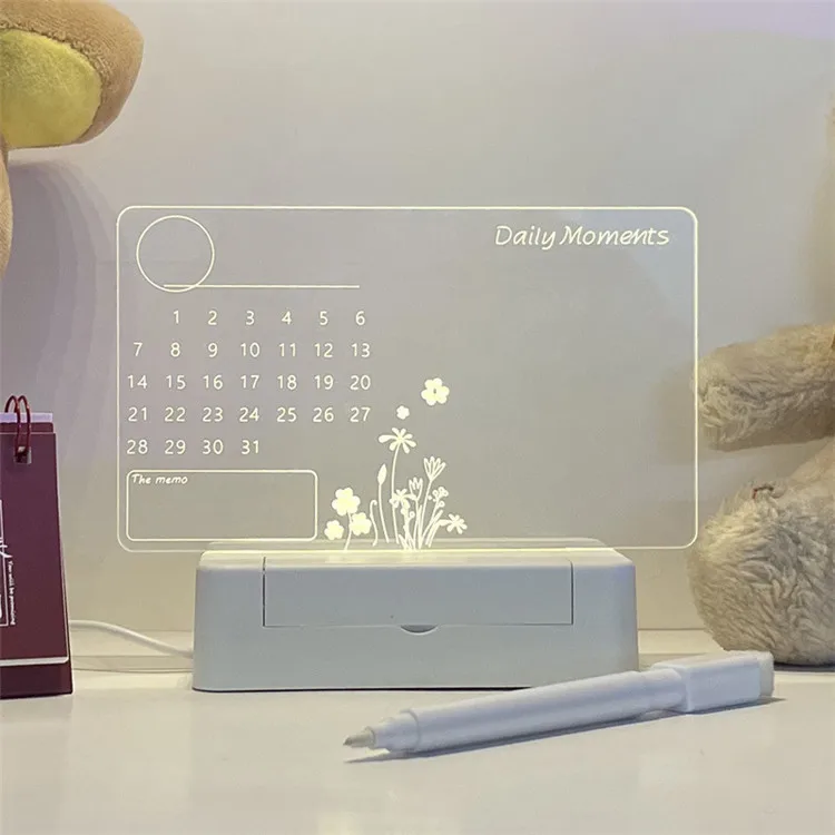 Erasable LED Message Writing Board Blank Acrylic Memo Lamp LED Night Light With Various Custom Bases