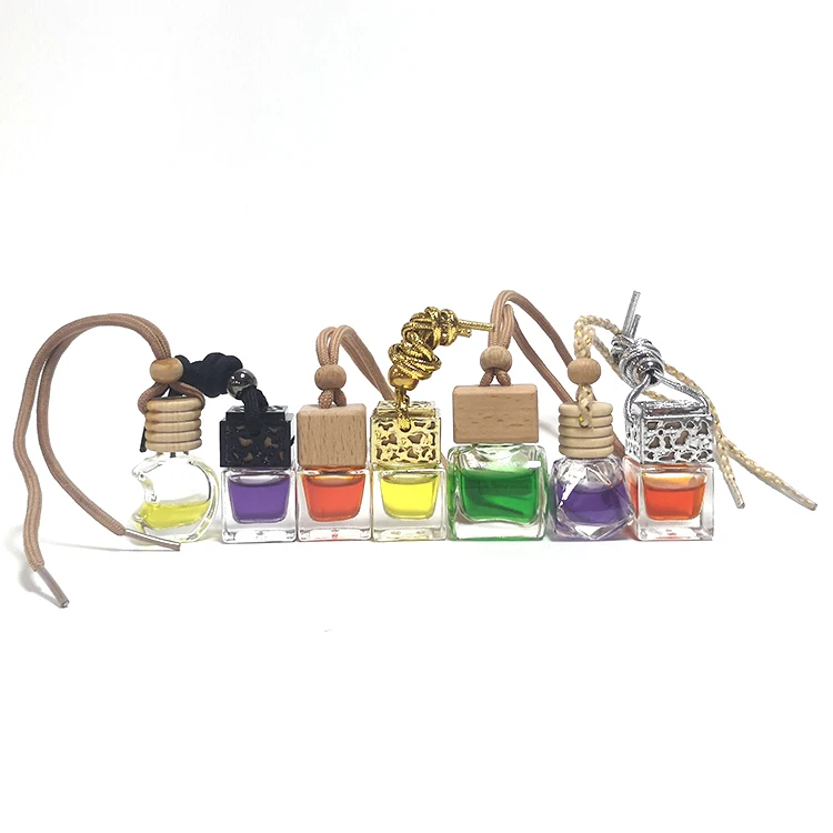 5ml 8ml 10ml Customization Colorful New Car Hanging air Freshener Perfume Empty Glass Pendant Bottle Freshener Keychain
