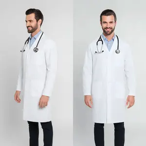 Wholesale Custom Men Long Sleeve Lab Coat Doctor Nurse Hospital Uniform Medical White Lab Coat