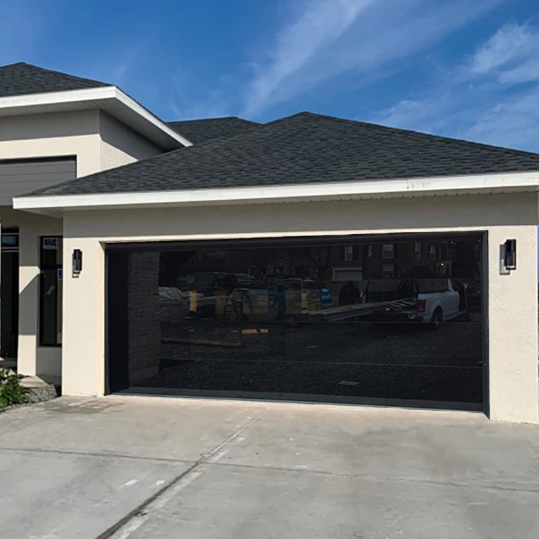 Double Frameless Modern Design Overhead Electric Automatic Sectional Aluminum Mirror Glass Garage Door for Home