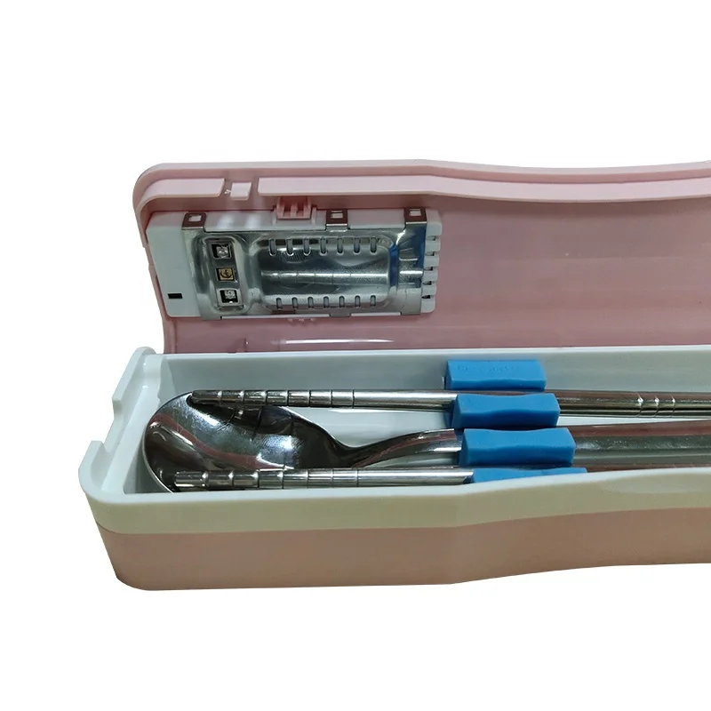 Портативная вилка и ложка UVC со светодиодной подсветкой для личной гигиены, набор палочек для еды, столовые приборы, зубная щетка, очиститель, общественная посуда, УФ стерилизатор