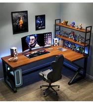Home office furniture organizer Wood Desktop Bookcase pc table Computer Desk adjustable gaming desk with bookshelf