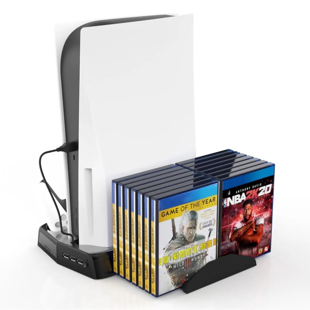 Honcam Multifunctional Vertical Dual Controller Charger Fan Cooling Game  Storage Stand With 3 Usb Hub For Playstation 5 Ps5 - Buy Ps5 Stand,Ps5  Cooling Stand,Ps5 Vertical Stand Product on Alibaba.com
