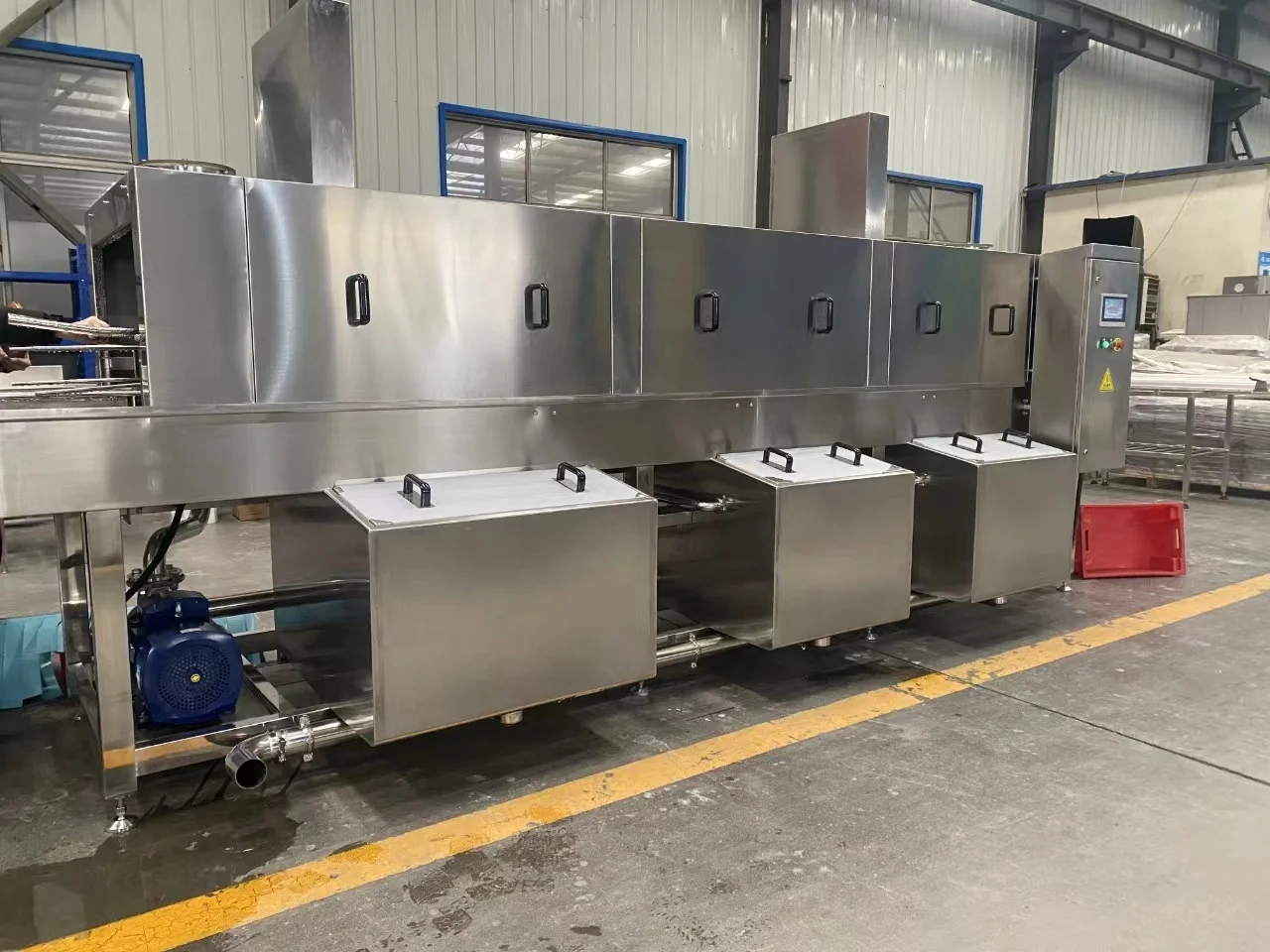 Tray Washing Machine with Dryer Horizontal Container Plastic Box Cleaning Machine Trays Box Crate Pallet Washer