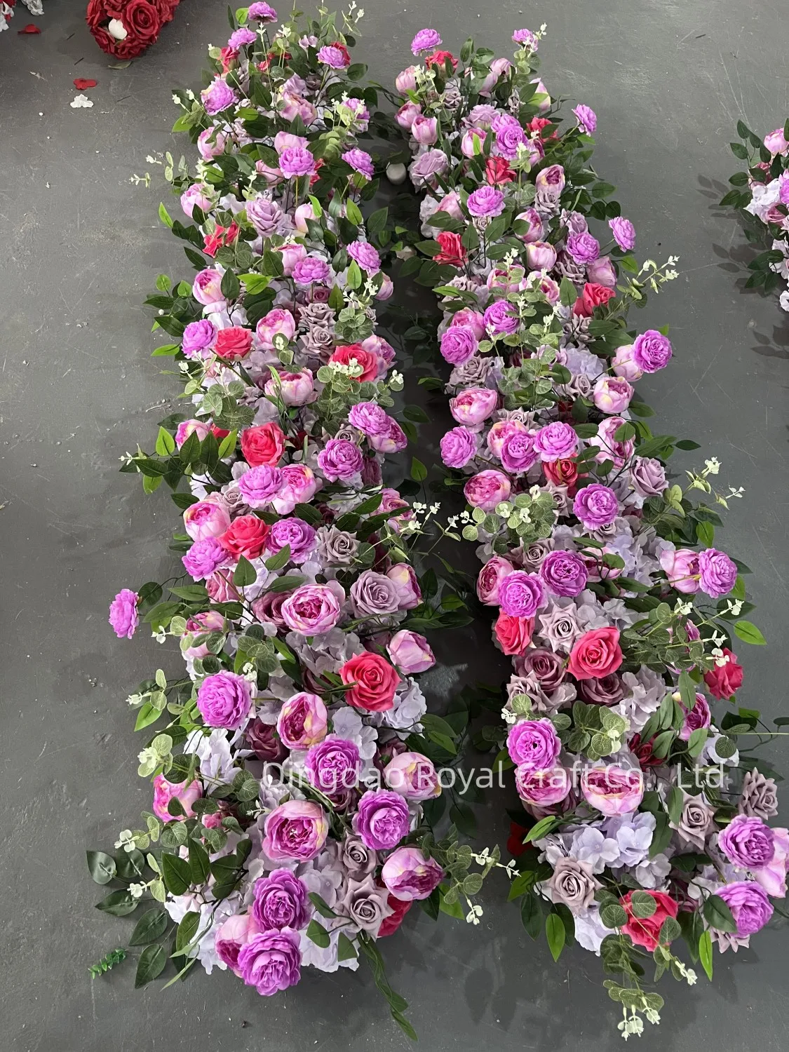 Customized Artificial Silk White Rose Flower Row Table Runner Wedding ...