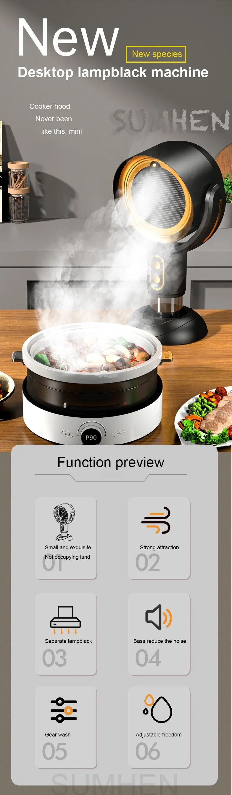 Desktop Range Hood Mini Kitchen Hood Usb Rechargeable Kuchenny Portable