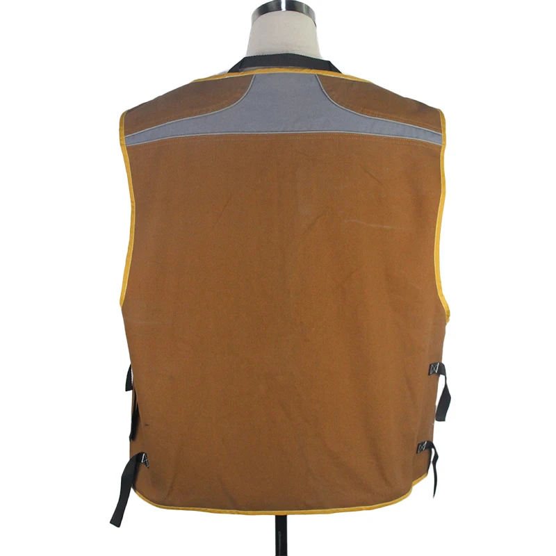 
High quality cotton brushed canvas multi-pockets functional safety vest 