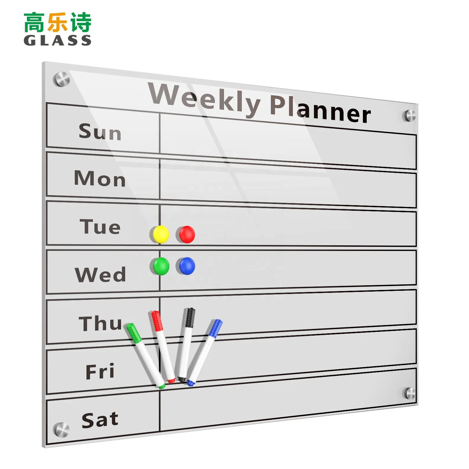 Индивидуальная дешевая печатная доска для сухого стирания ежемесячная магнитная настенная из закаленного стекла офиса