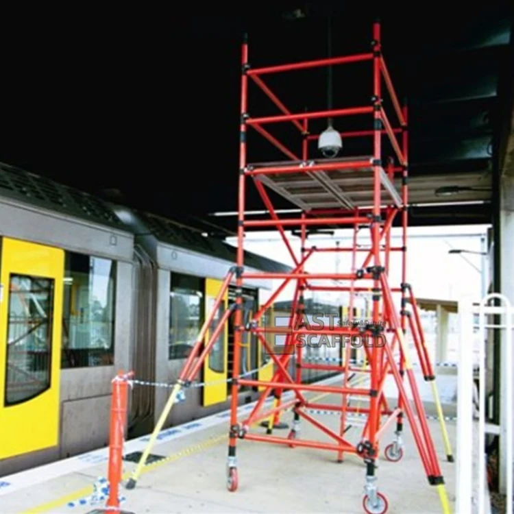Electrical Project Mobile Insulated Electron Ladder Fiberglass Electric Scaffold Rental