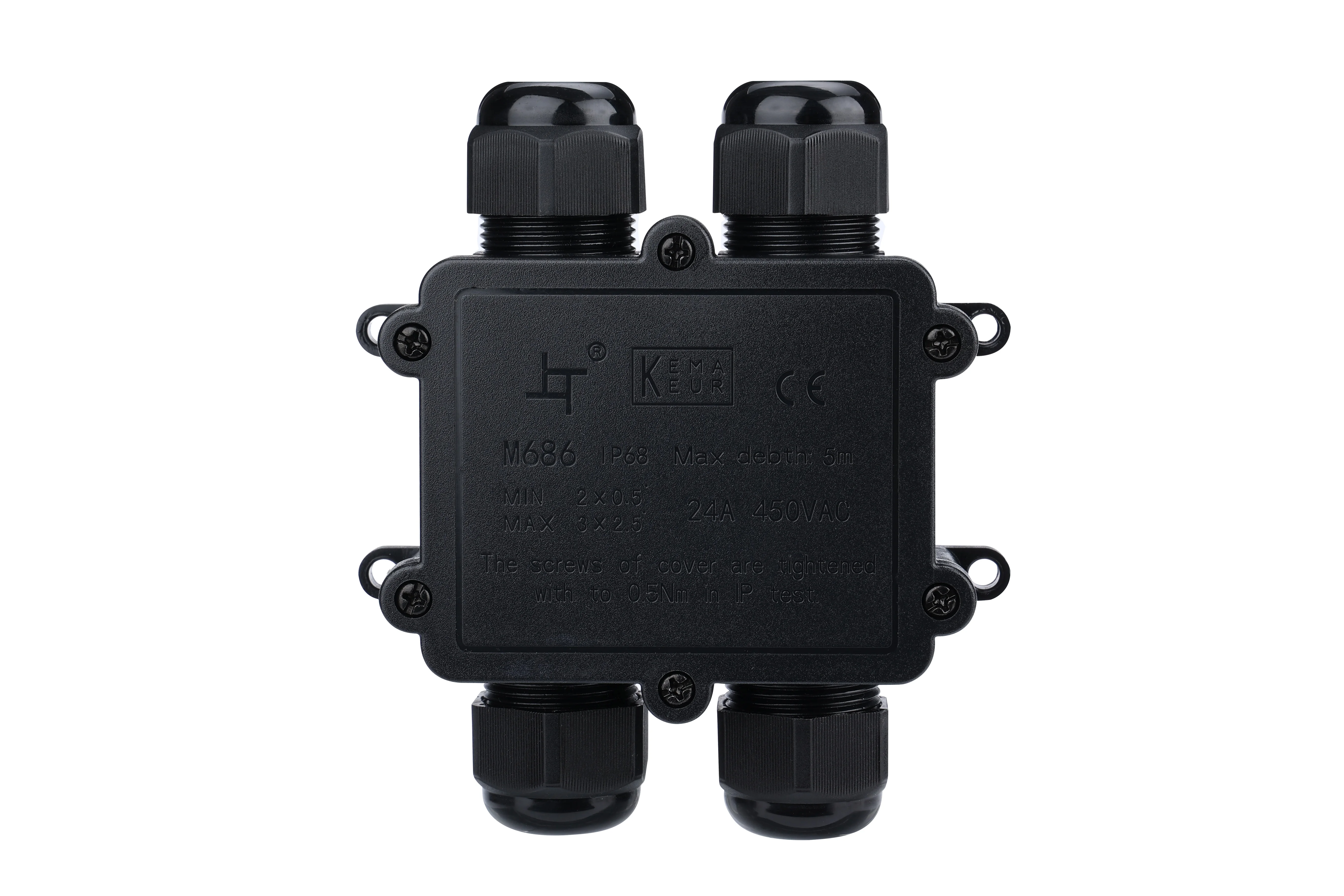 H Type Ip68 Junction Box Waterproof Outdoor 4 Cable M25 Black Plastic ...