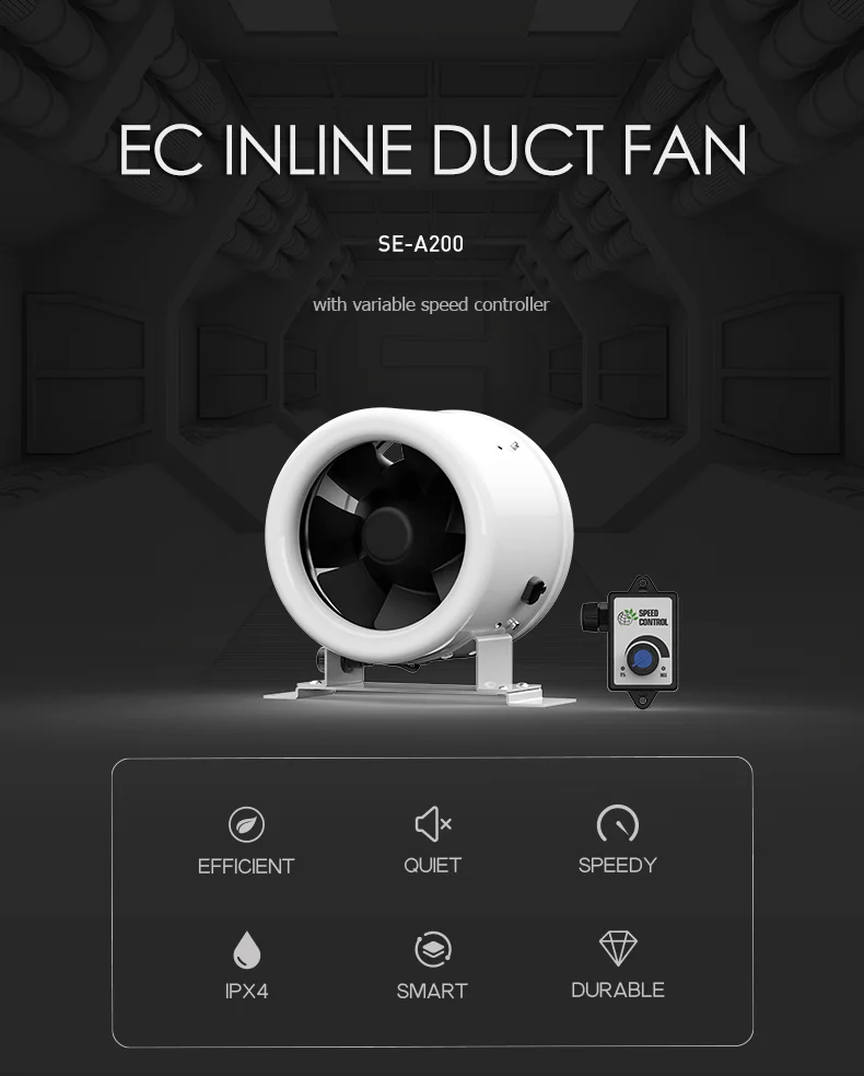 Duct Axial Fan, 110V/220V, 8", 75W, 710CFM - detail 2