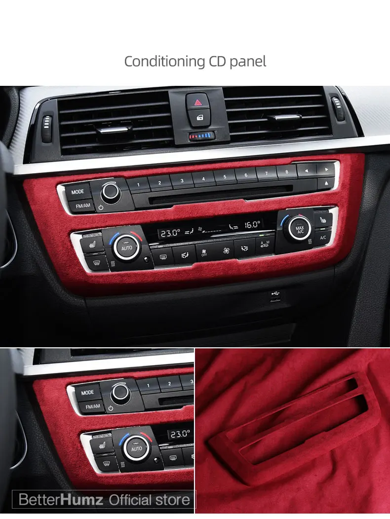 Betterhumz-embellecedor de Panel Multimedia Central para coche, accesorio  adhesivo hecho de Alcantara para marco de cambio de marchas Serie 3 y 4,  para BMW F30, F32, F34