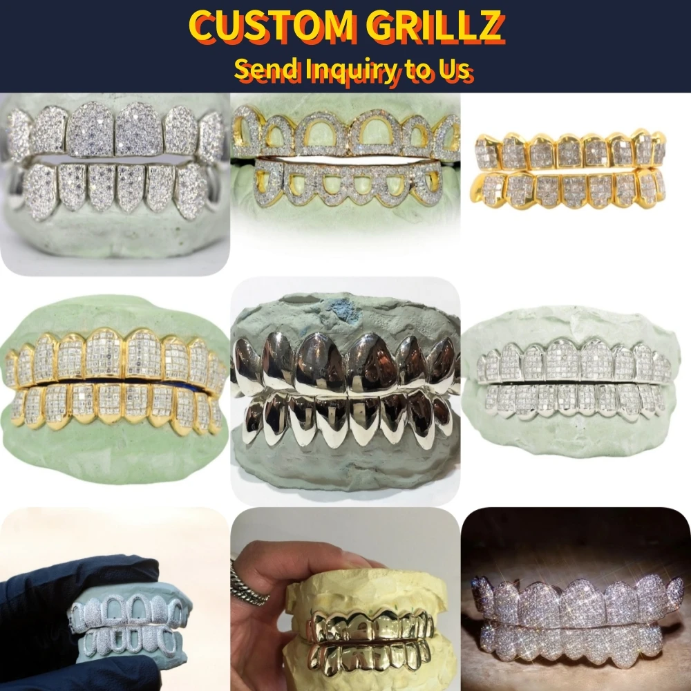 10k 14k 18k Vvs Moissanite Grillz Custom Gold Teeth Grillz With Round ...