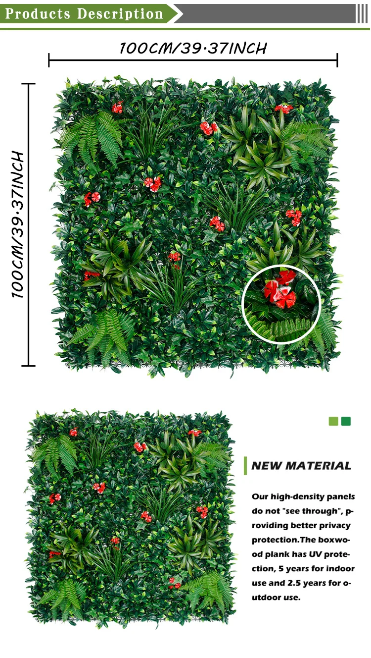 Pq46 Garden Decorative Faux Boxwood Plant Panel Green Artificial Grass