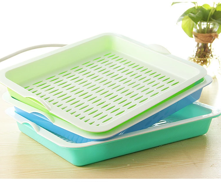 Wholesale Square Double Layer Nursery Tray With Drain Holes Plastic Seed Sprouter Tray Bean Sprouts Seedling Tray details