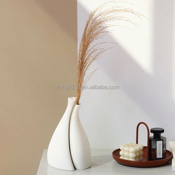 Nordic Ceramic Vase Multi-Set Detachable Heart Necks Textured Matte Tabletop Decor Stackable Arrangements for Home or Hotel