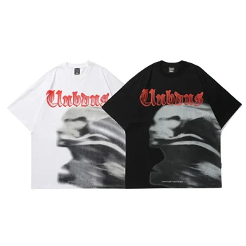 Streetwear Oversized Men's Vintage Pattern T-shirt for Summer, Cotton Custom Print, Hip Hop High Grammage Loose Short Sleeve Top