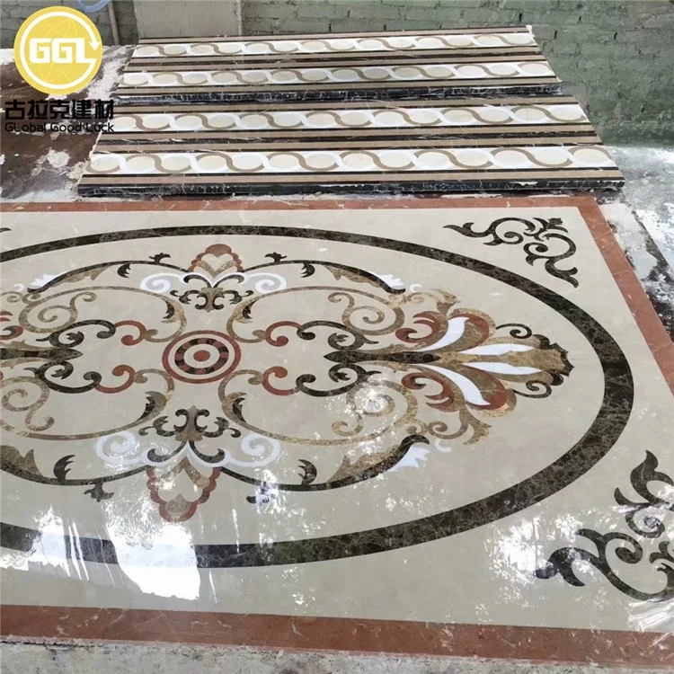 China factory marble medallion waterjet tile floor inlay medallions